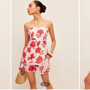 Commense Floral Strapless Top With Pockets Shorts Set